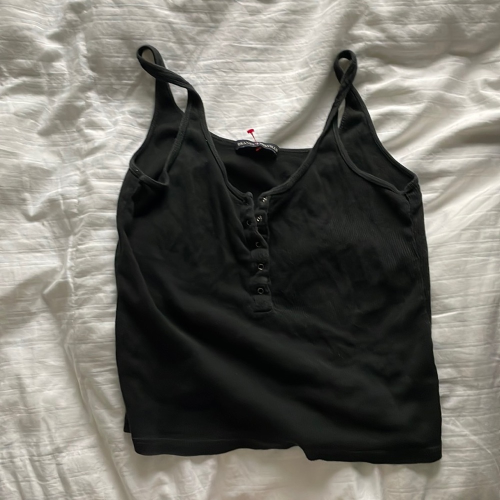 Brandy button cropped tank top cotton material